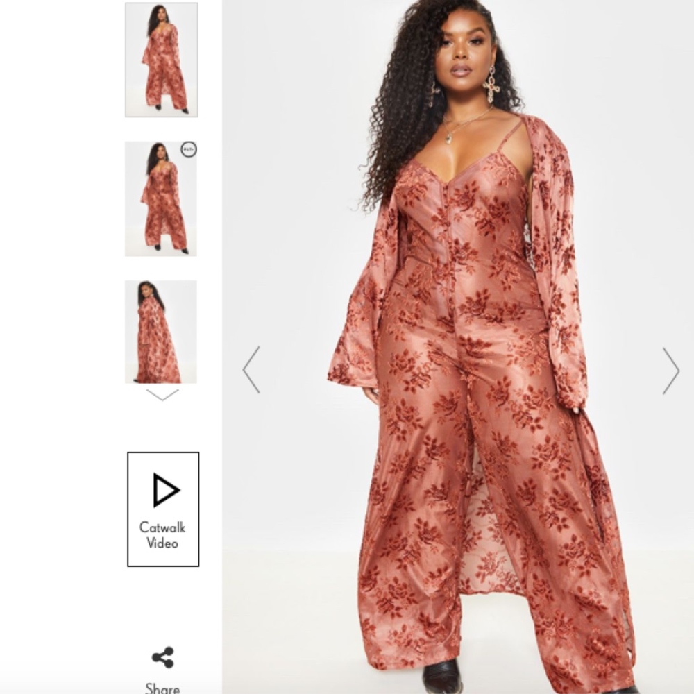 burnout floral set kimono/jumpsuit